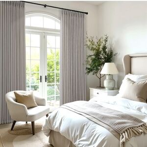Pinch Pleated Linen Curtains 40x90 Long 4 Panels for Living Room Bedroom